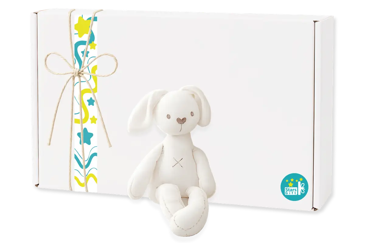 Caja de regalo para bebé recién nacido Stars Gift con ajuar y peluche de apego Caja de regalo para bebé recién nacido Stars Gift con ajuar y peluche de apego
