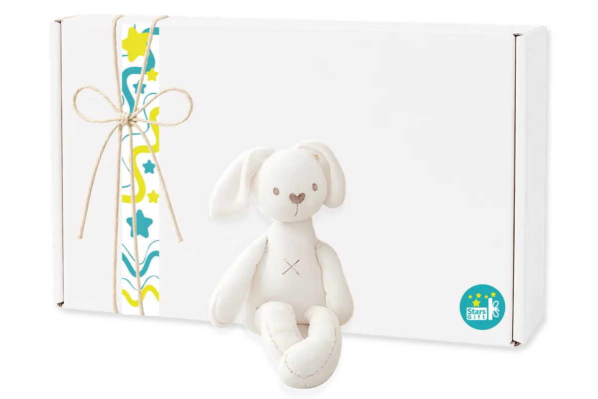 Caja de regalo para bebé recién nacido Stars Gift con ajuar y peluche de apego Caja de regalo para bebé recién nacido Stars Gift con ajuar y peluche de apego